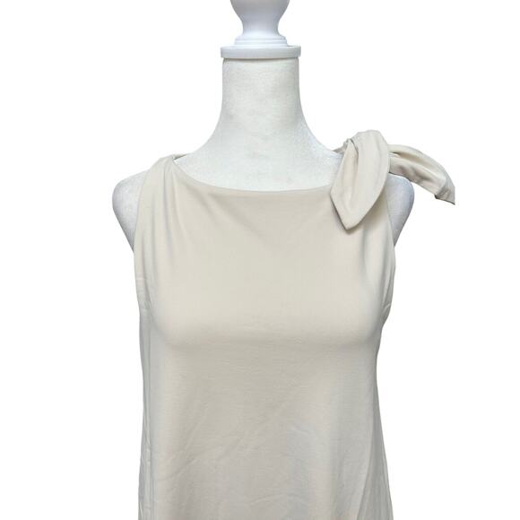 Susana Monaco Size Medium Knot Shoulder Trapeze Swing Dress Blanched Almond NWT - Picture 2 of 7